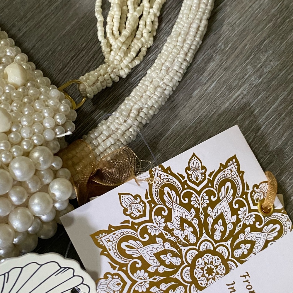 Viral Beaded Bag Purse Cream beads shells flowers 🤩